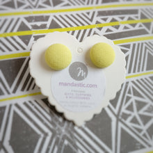 Yellow, Fabric Button, Stud Earrings, Small pair