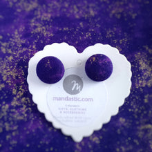 Purple and Gold, Speckled themed, Fabric Button, Stud Earrings, Small pair
