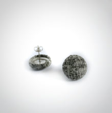 Black and White, Abstract, Fabric Button, Stud Earrings, Butterfly safety backs