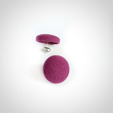 Hot-Pink, Fabric Button, Stud Earrings, Butterfly safety backs