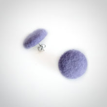 Purple, Felt, Fabric Button, Stud Earrings, Butterfly safety backs