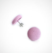 Baby-Pink, Fabric Button, Stud Earrings, Butterfly safety backs
