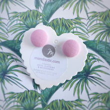 Baby-Pink, Fabric Button, Stud Earrings