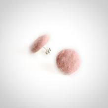 Salmon-Pink, Fabric Button, Stud Earrings, Butterfly safety backs