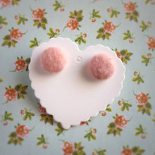 Salmon-Pink, Fabric Button, Stud Earrings, Small pair