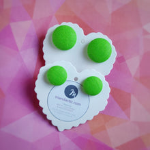 Green, Fabric Button, Stud Earrings, 2 pairs