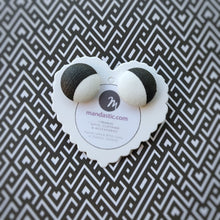 Black and White, Vegan leather, Fabric Button, Stud Earrings, Large pair
