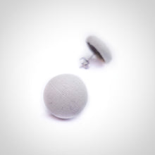 White, Vegan leather, Fabric Button, Stud Earrings, Butterfly safety backs