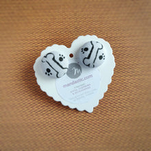 Dog paws, Dog bone, Fabric Button, Stud Earrings