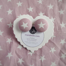 Stars, Fabric Button, Stud Earrings, Large pair, Dusty-pink