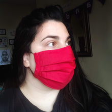 Eco-friendly face mask, face covering made with red 100% cotton fabric