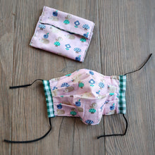 Handmade Eco-friendly face mask, Reversible face covering with filter pocket and removable nose wire, Matching mask case