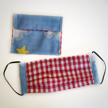 Handmade Eco-friendly face mask, Reversible face covering with filter pocket and removable nose wire, Matching mask case