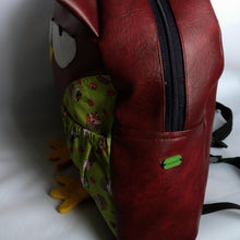 Grumpy owl, Dark Burgundy, Faux leather, Backpack