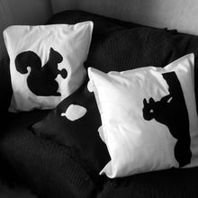 Black and white, Squirrel themed, Throw cushion Cover, Pillow cover (Combo)