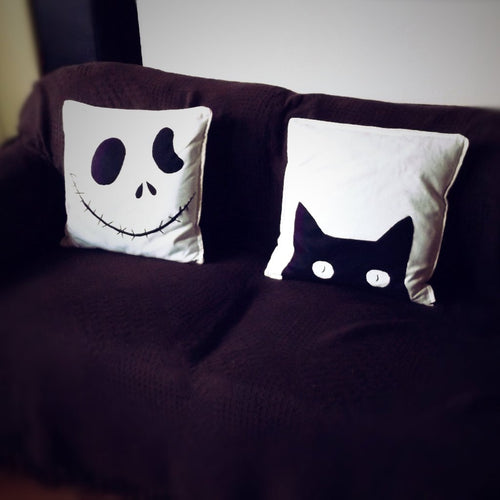 Black and white, Halloween themed, Throw cushion Cover, Pillow cover (Combo or Single)