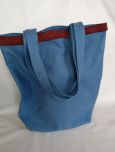 Handmade Bordeaux and cyan Fustian, Tote bag with pocket