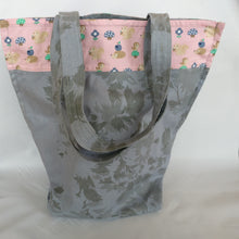 Handmade Grey and baby pink, Tote bag with pocke