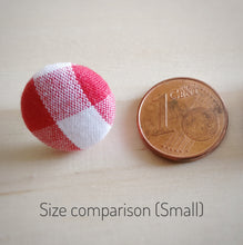 Baby pink, Floral, Fabric Button, Stud Earrings, Small size