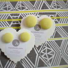 Yellow, Fabric Button, Stud Earrings, 2 pairs