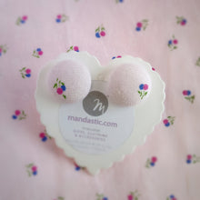 Baby pink, Floral, Fabric Button, Stud Earrings