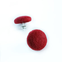 Red, Fabric Button, Stud Earrings, Butterfly safety backs, Felt