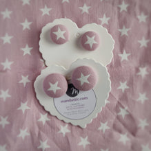 Stars, Fabric Button, Stud Earrings, 2 pairs, Dusty-pink