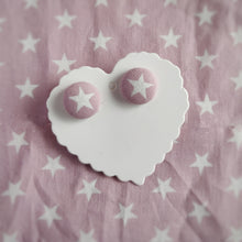 Stars, Fabric Button, Stud Earrings, Small pair, Dusty-pink