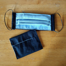Eco-friendly face mask, face covering made with baby-blue  100% cotton fabric and a black face mask case