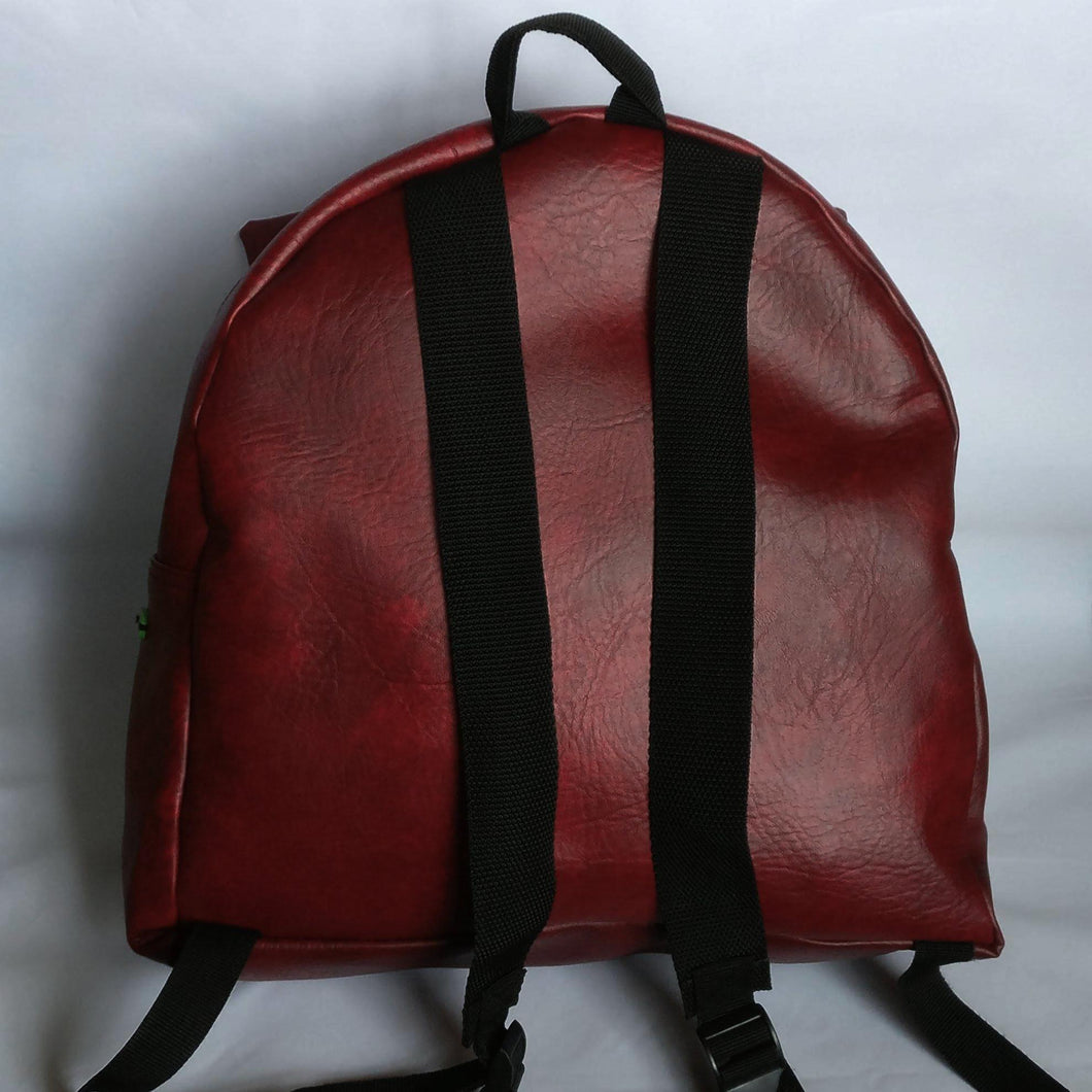 burgundy backpack faux leather Grumpy owl, Dark Burgundy, Faux leather, Backpack – Mandastic
