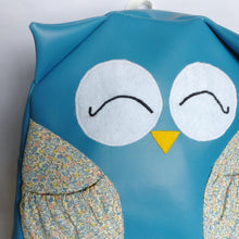 Happy owl, Petrol Blue, Faux leather, Backpack
