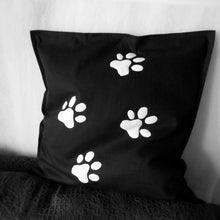 Black and white, Cat themed, Throw cushion Cover, Pillow cover (Single - cat paws)