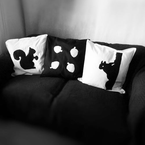 Black and white, Squirrel themed, Throw cushion Cover, Pillow cover (Combo)